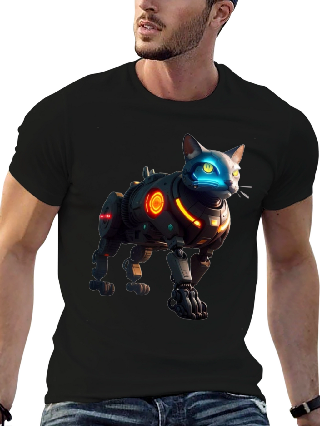 Cyberpunk Cat Robot T-Shirt