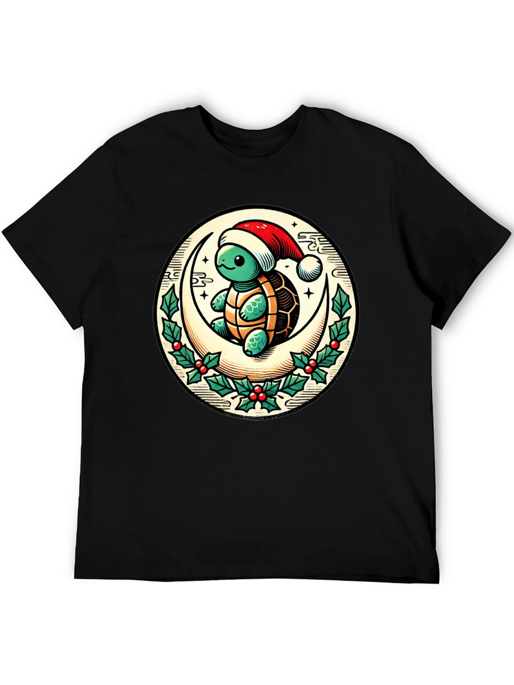 Turtle on Moon Christmas T-Shirt
