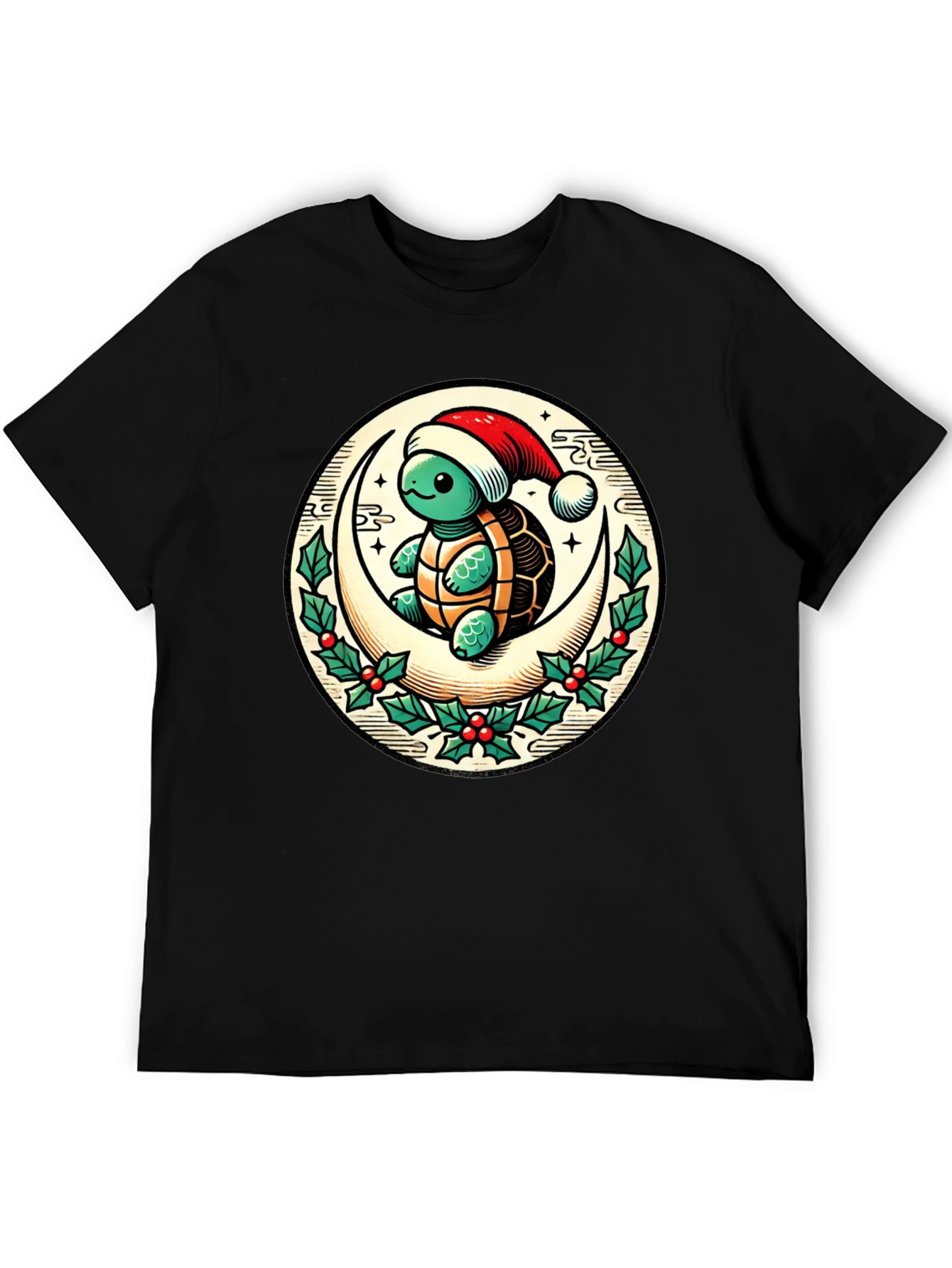 Turtle on Moon Christmas T-Shirt