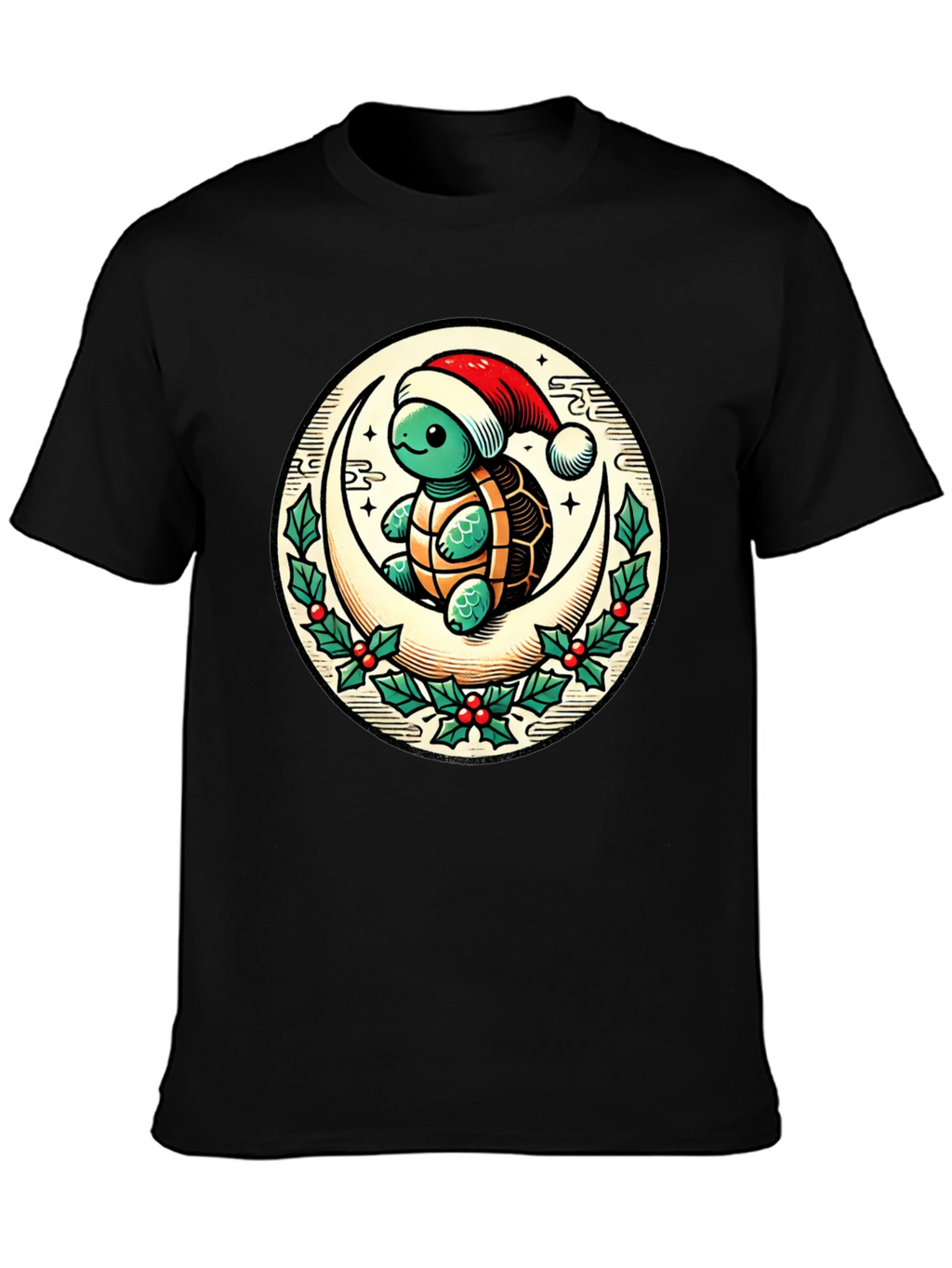 Turtle on Moon Christmas T-Shirt