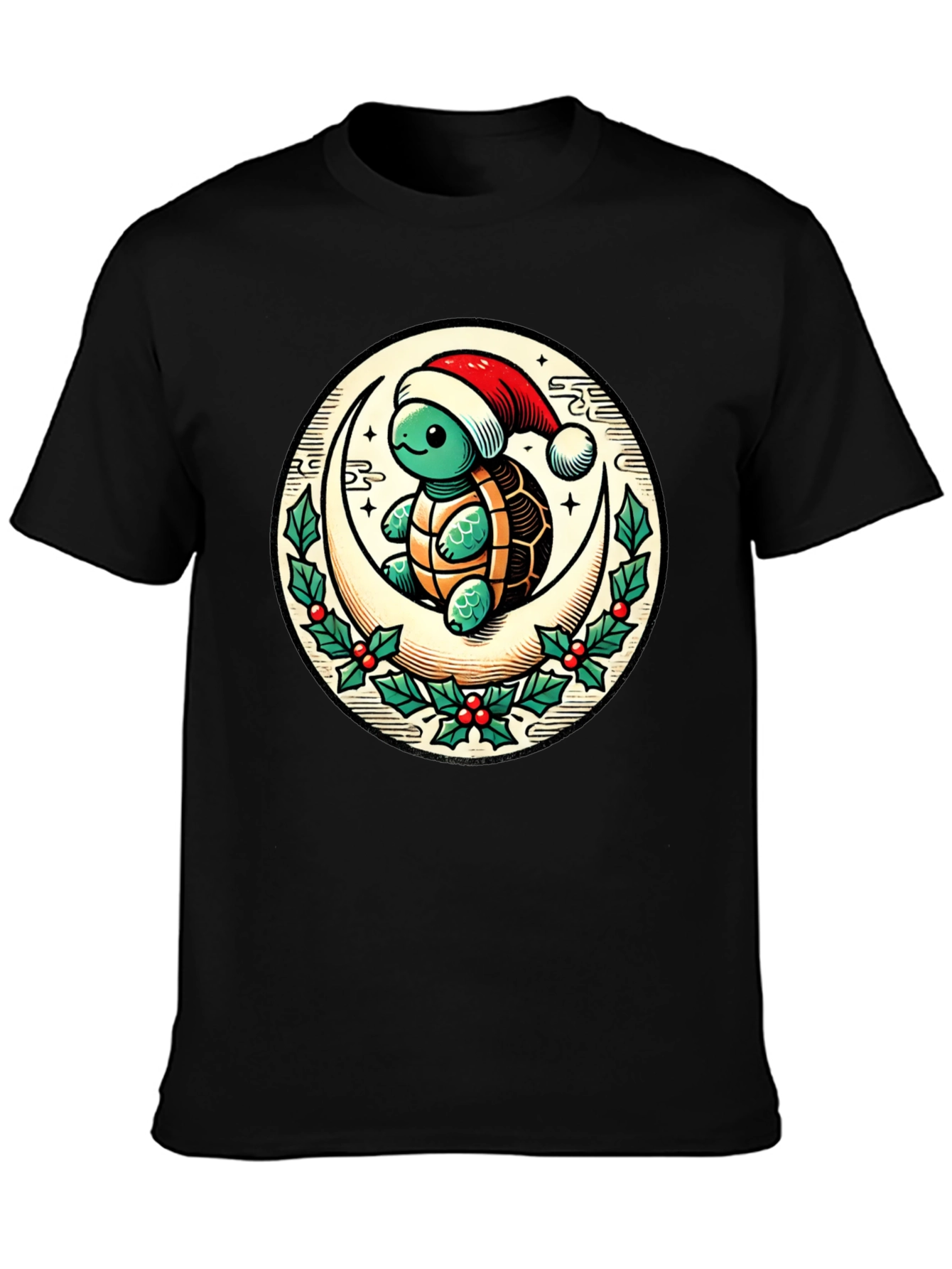 Turtle on Moon Christmas T-Shirt