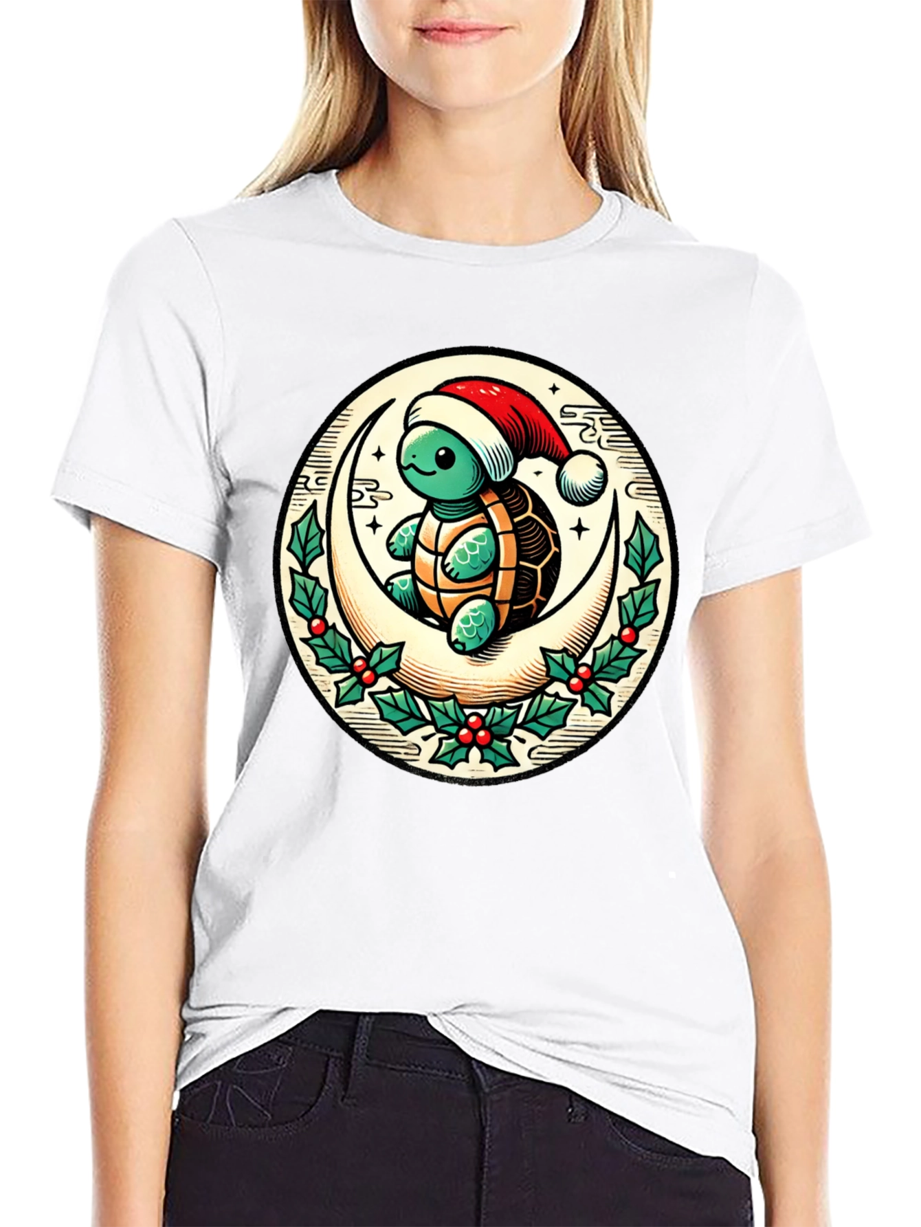 Turtle on Moon Christmas T-Shirt