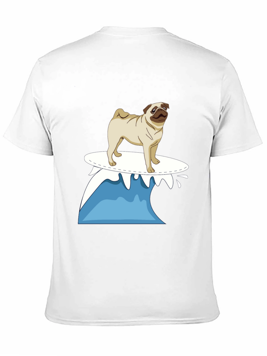 Surfing Pug Black T-Shirt