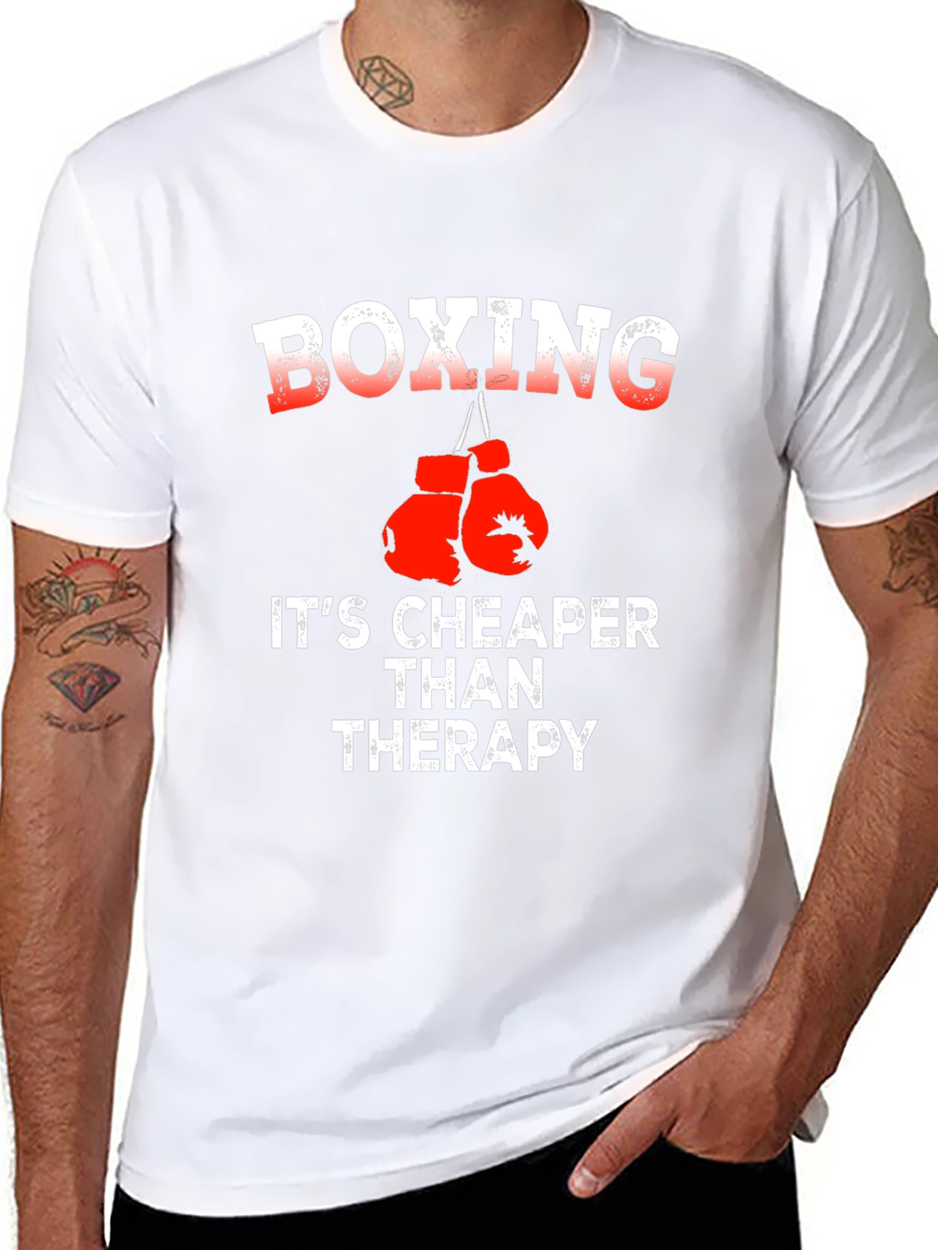 Boxing is Cheaper Than Therapy Graphic T-Shirt