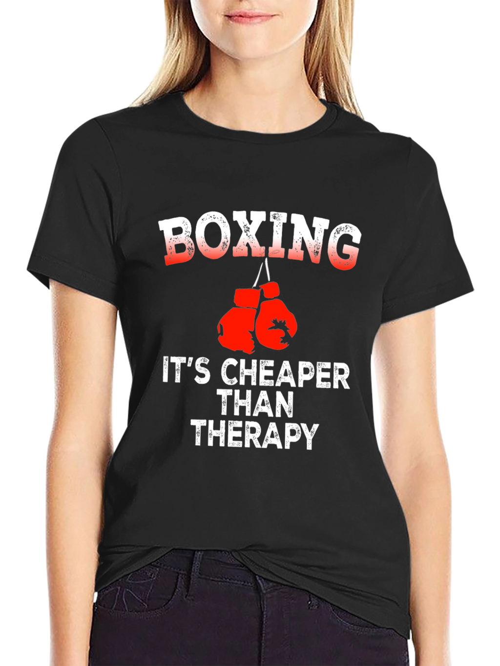 Boxing is Cheaper Than Therapy Graphic T-Shirt