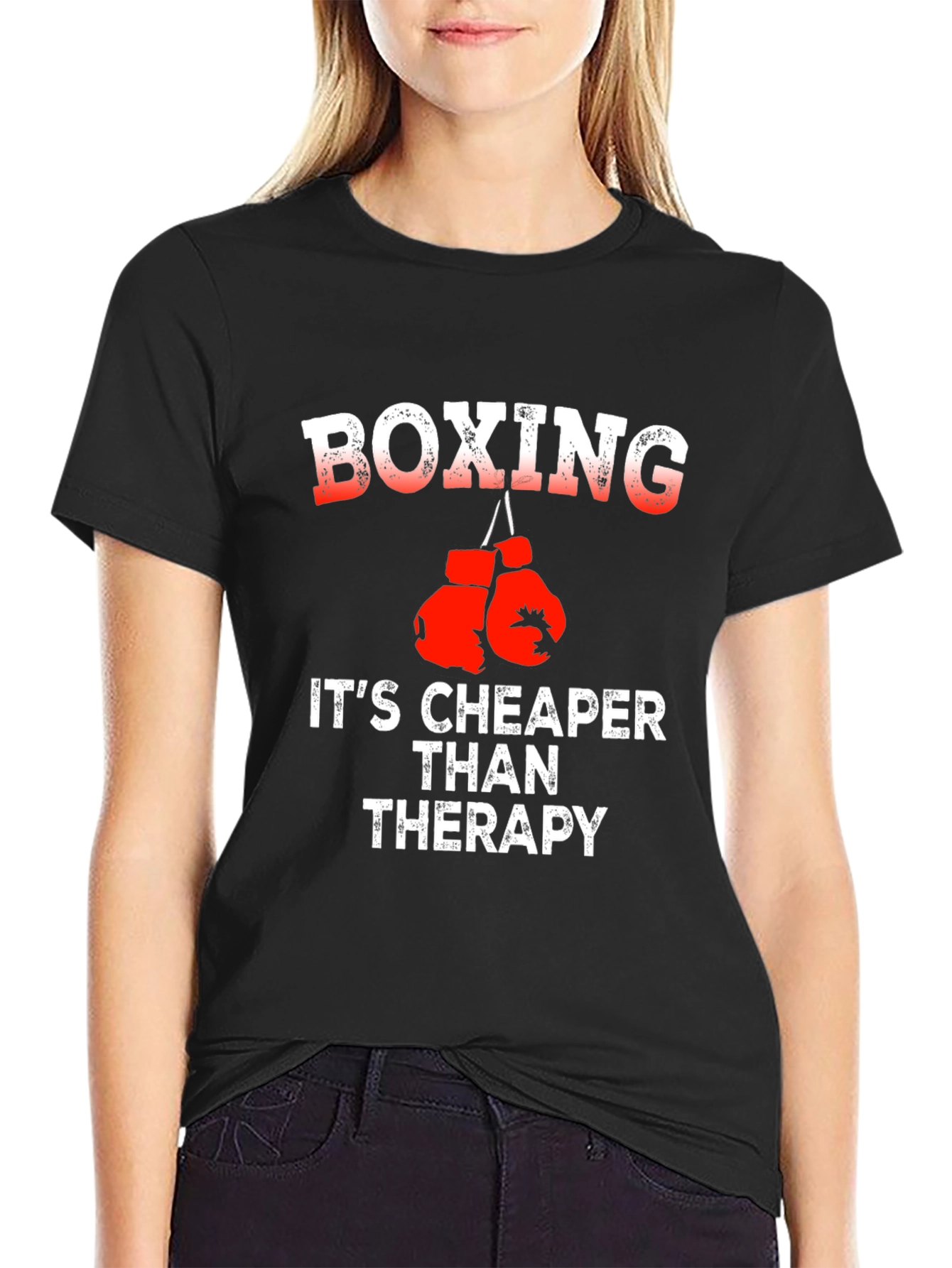 Boxing is Cheaper Than Therapy Graphic T-Shirt