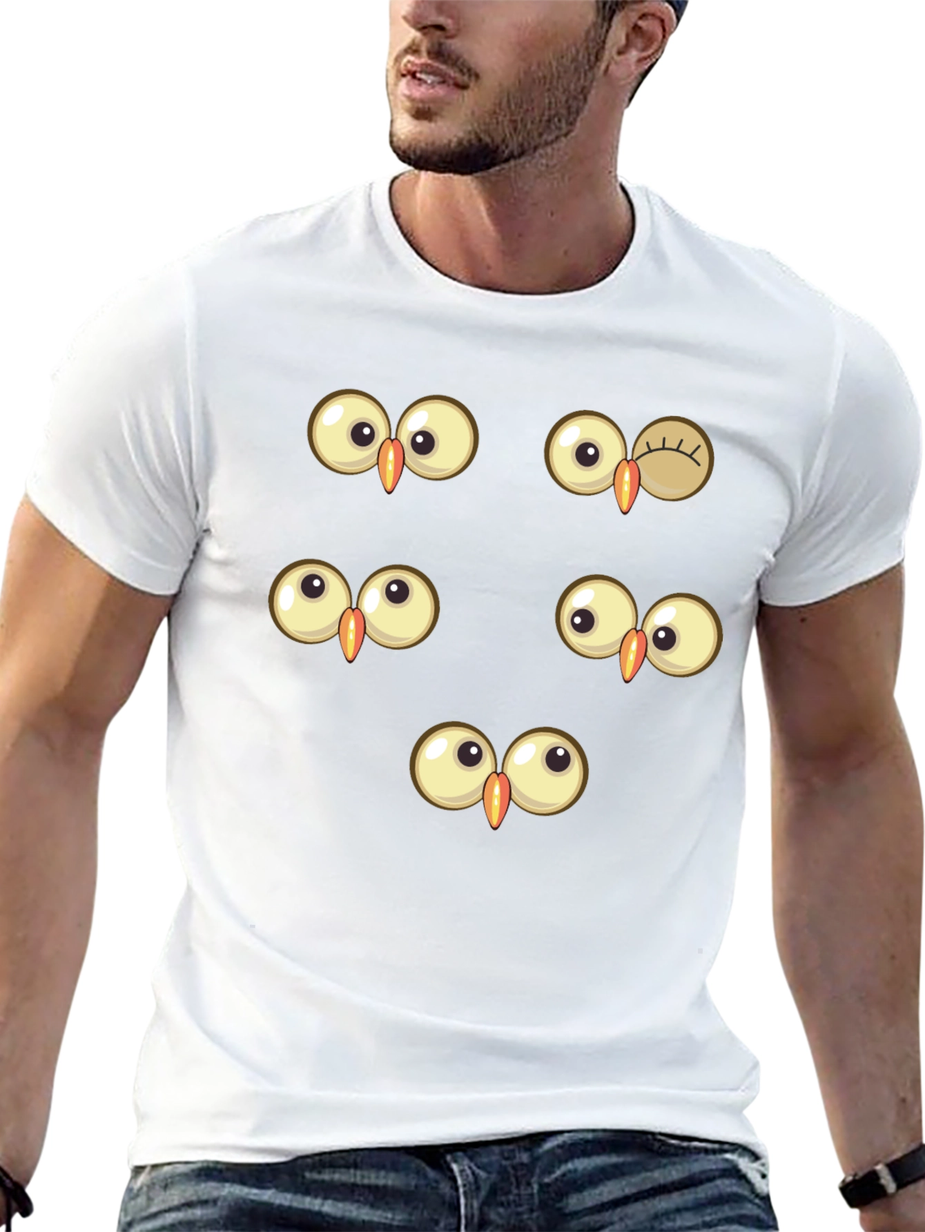 Funny Owl Eyes Graphic Tee - Black Cotton T-Shirt