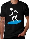 Surfer Silhouette Graphic Tee - Black