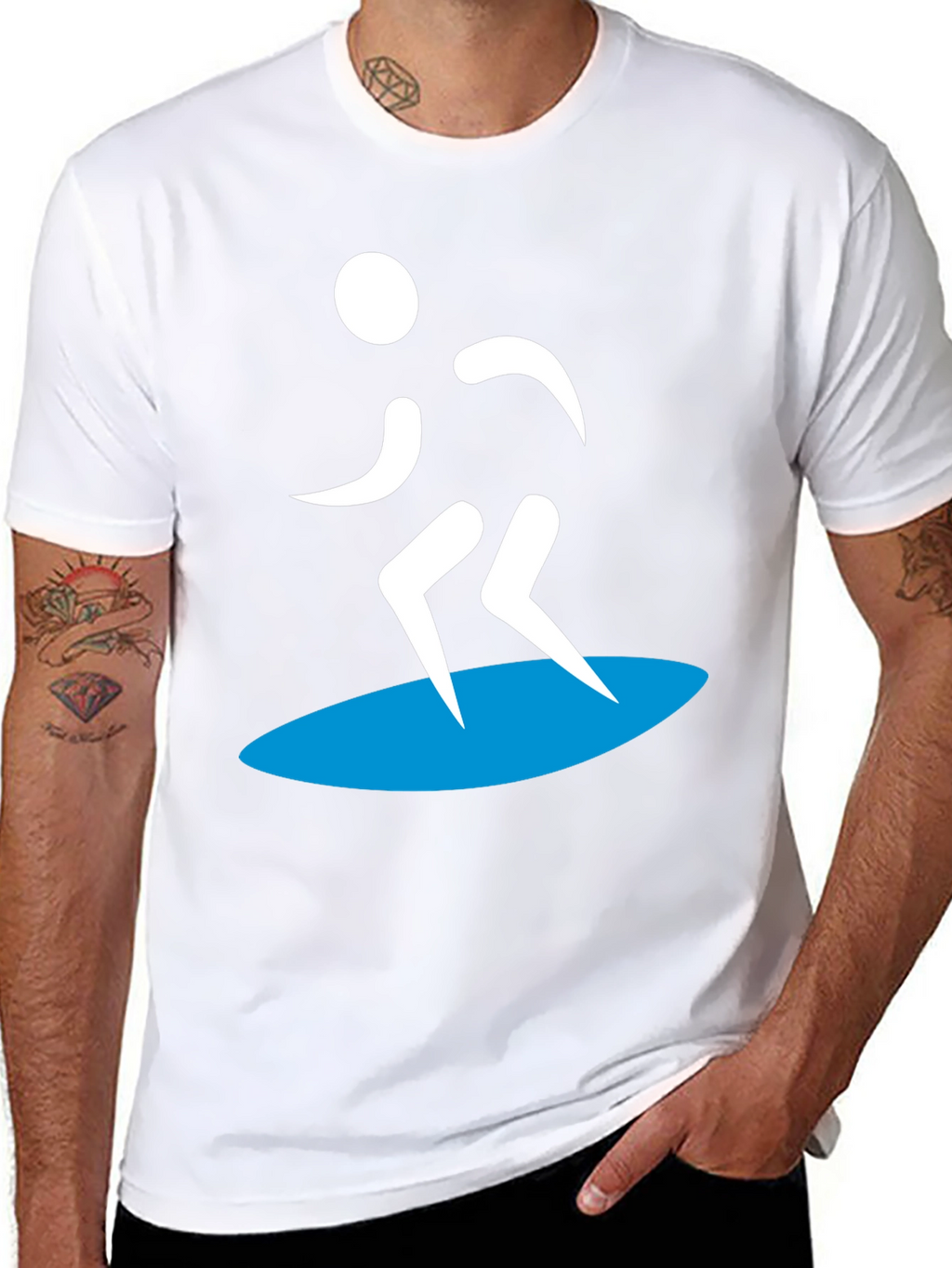 Surfer Silhouette Graphic Tee - Black