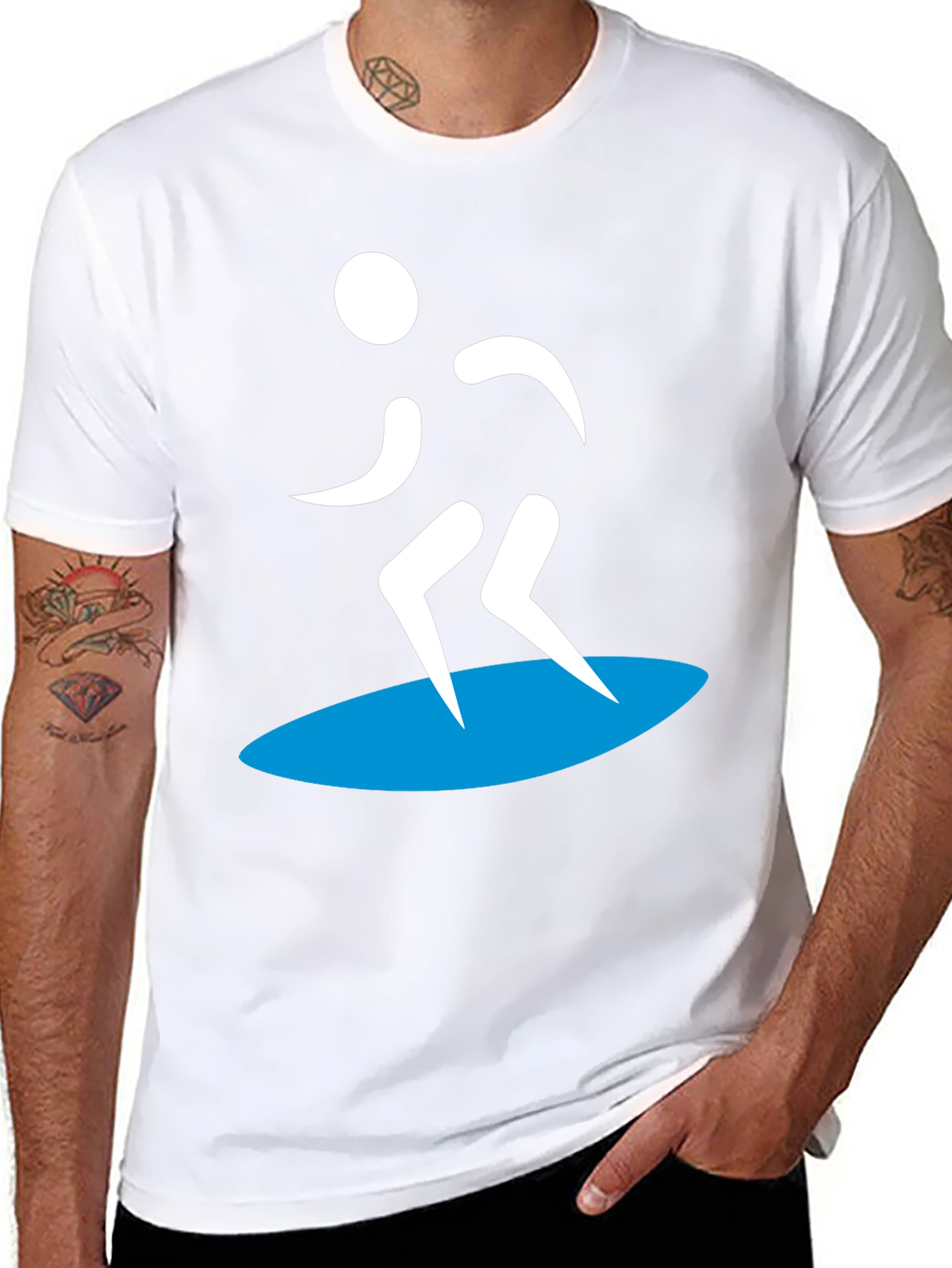 Surfer Silhouette Graphic Tee - Black