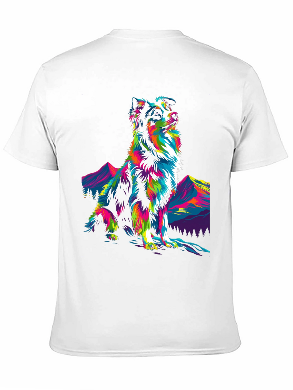 Psychedelic Dog Graphic Tee - Stylish Mens Black T-Shirt