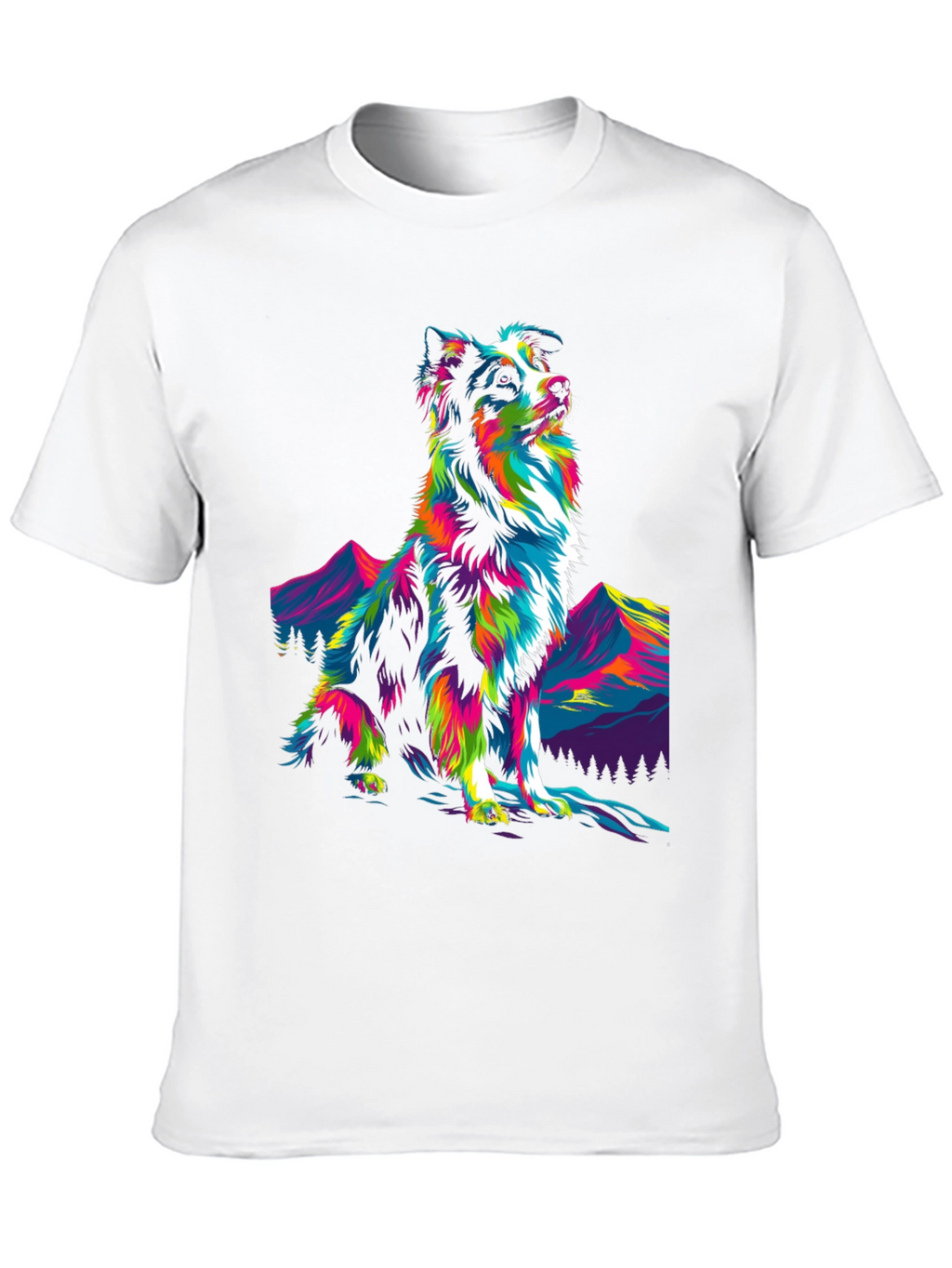 Psychedelic Dog Graphic Tee - Stylish Mens Black T-Shirt