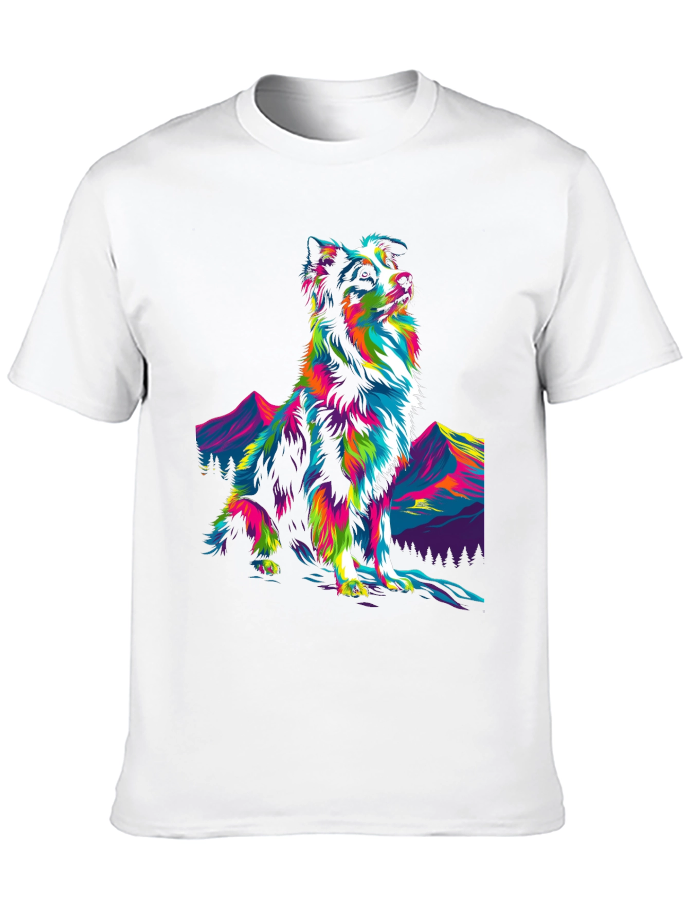 Psychedelic Dog Graphic Tee - Stylish Mens Black T-Shirt