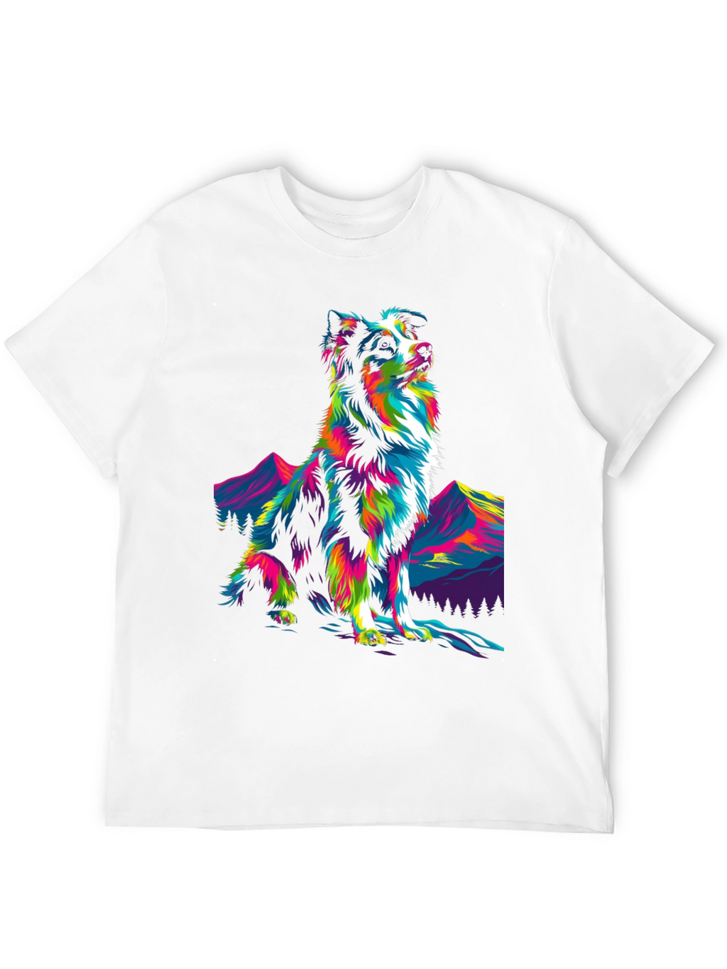 Psychedelic Dog Graphic Tee - Stylish Mens Black T-Shirt