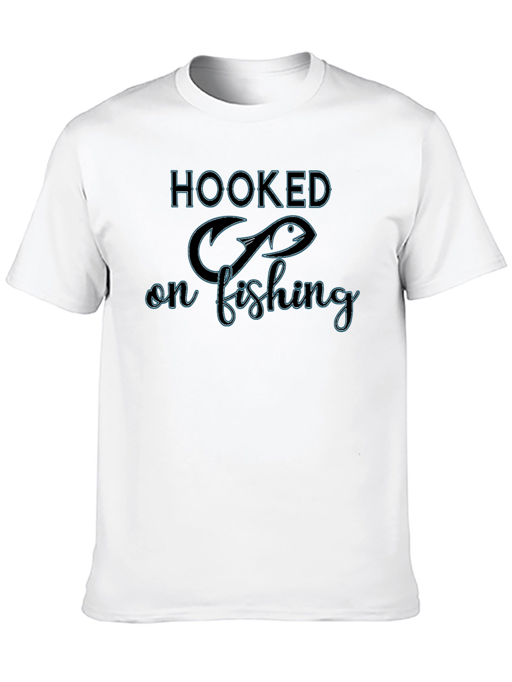 Hooked on Fishing Black Graphic T-Shirt