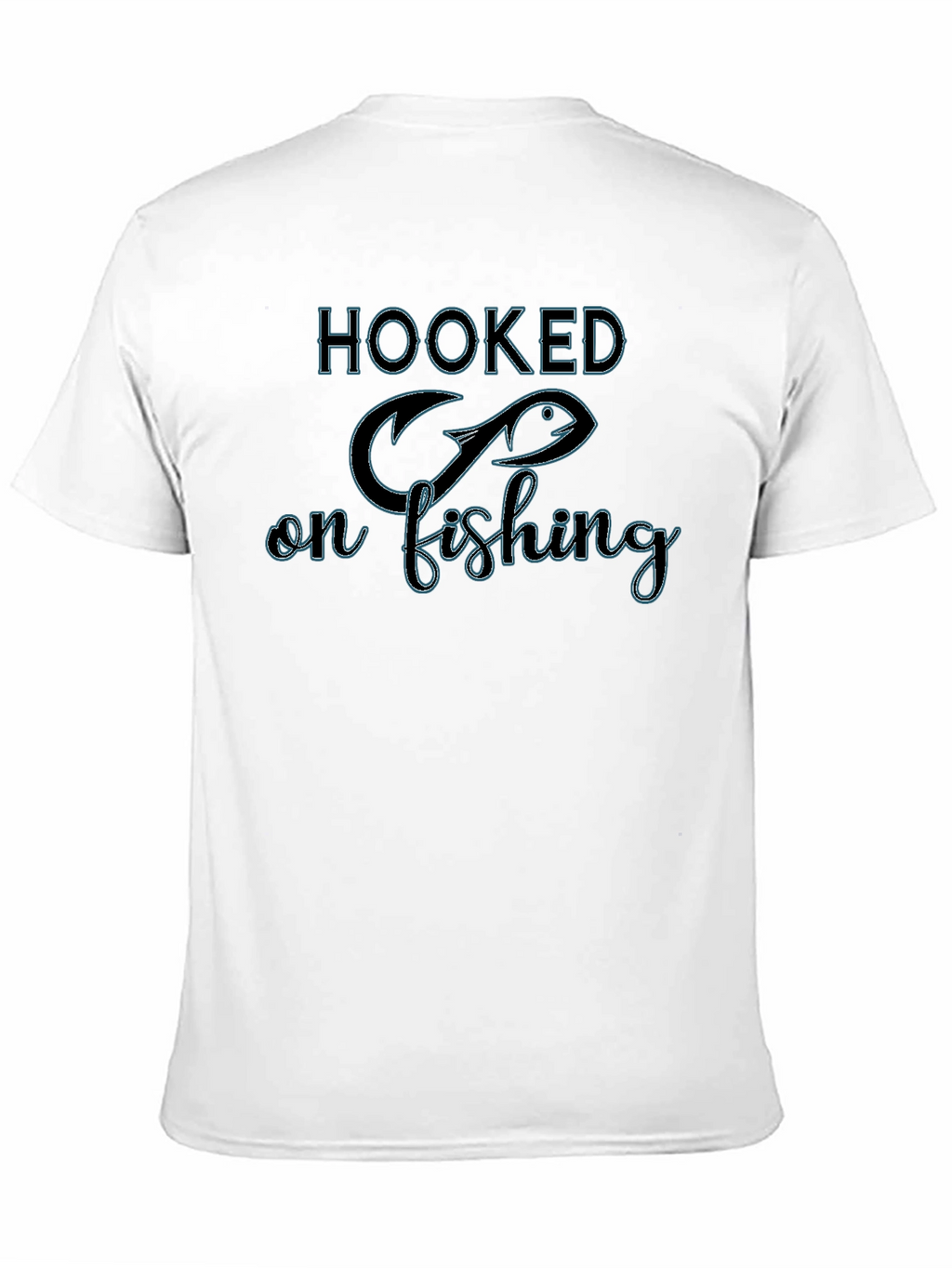 Hooked on Fishing Black Graphic T-Shirt