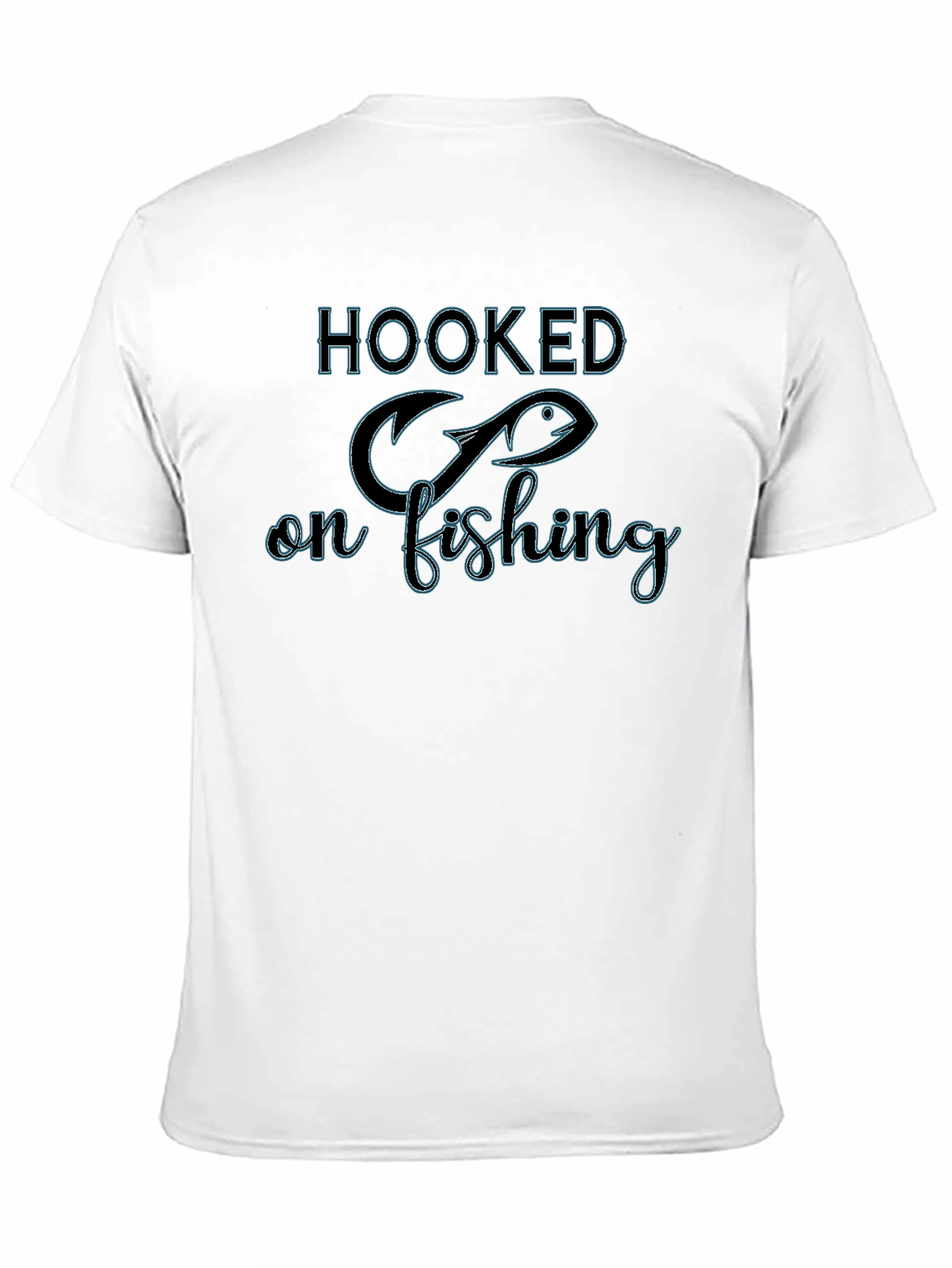 Hooked on Fishing Black Graphic T-Shirt