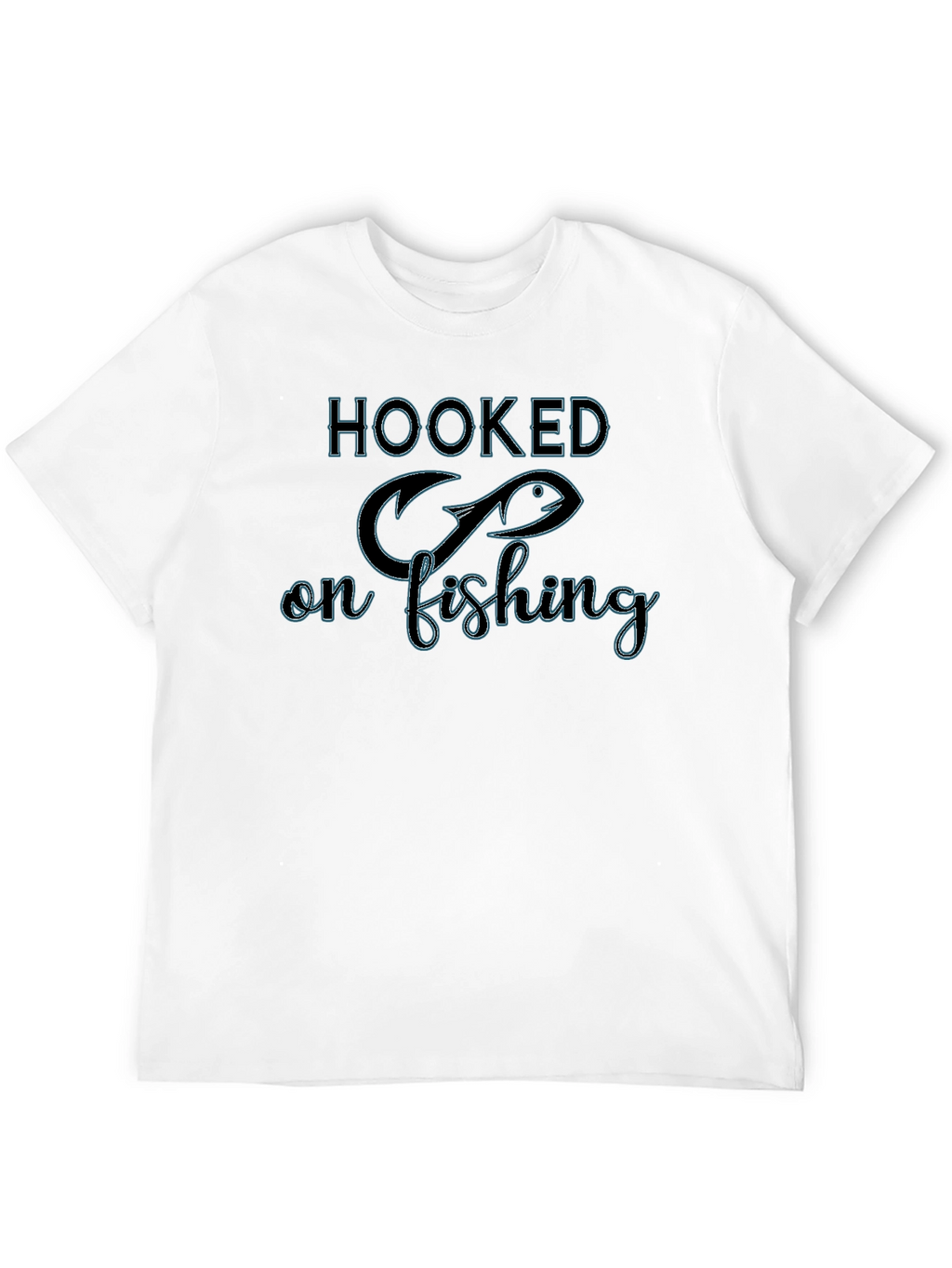 Hooked on Fishing Black Graphic T-Shirt