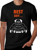 Rest Day Graphic T-Shirt - Bodybuilding Dog Design