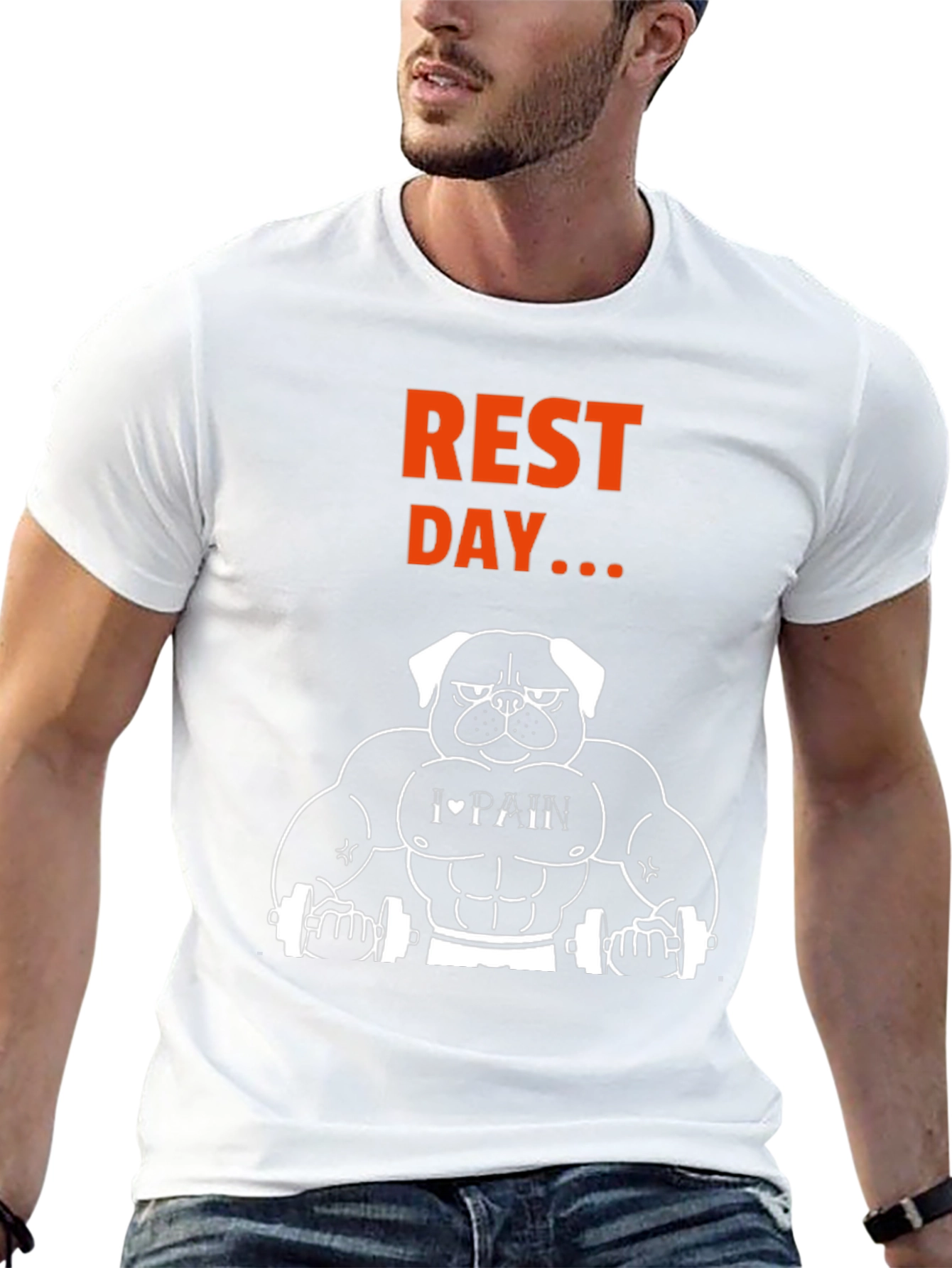 Rest Day Graphic T-Shirt - Bodybuilding Dog Design