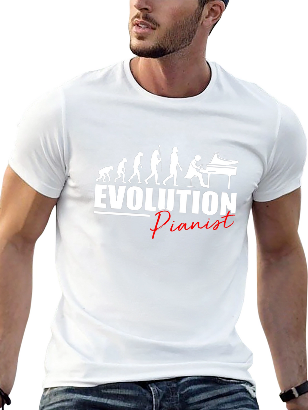 Evolution of Pianist Black Graphic T-Shirt