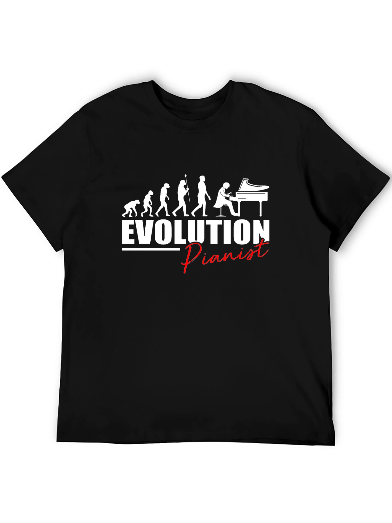Evolution of Pianist Black Graphic T-Shirt