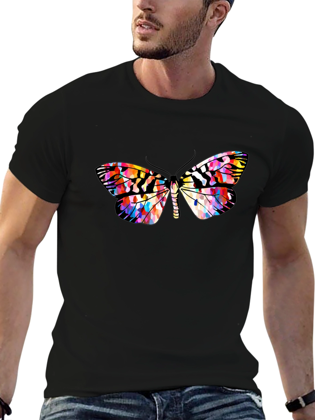 Butterfly Graphic Black T-Shirt | Stylish Mens Casual Tee