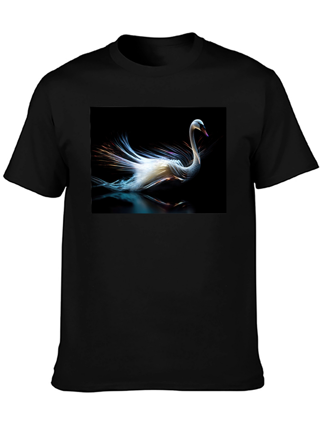 Swan Graphic Tee - Black Cotton Casual Style