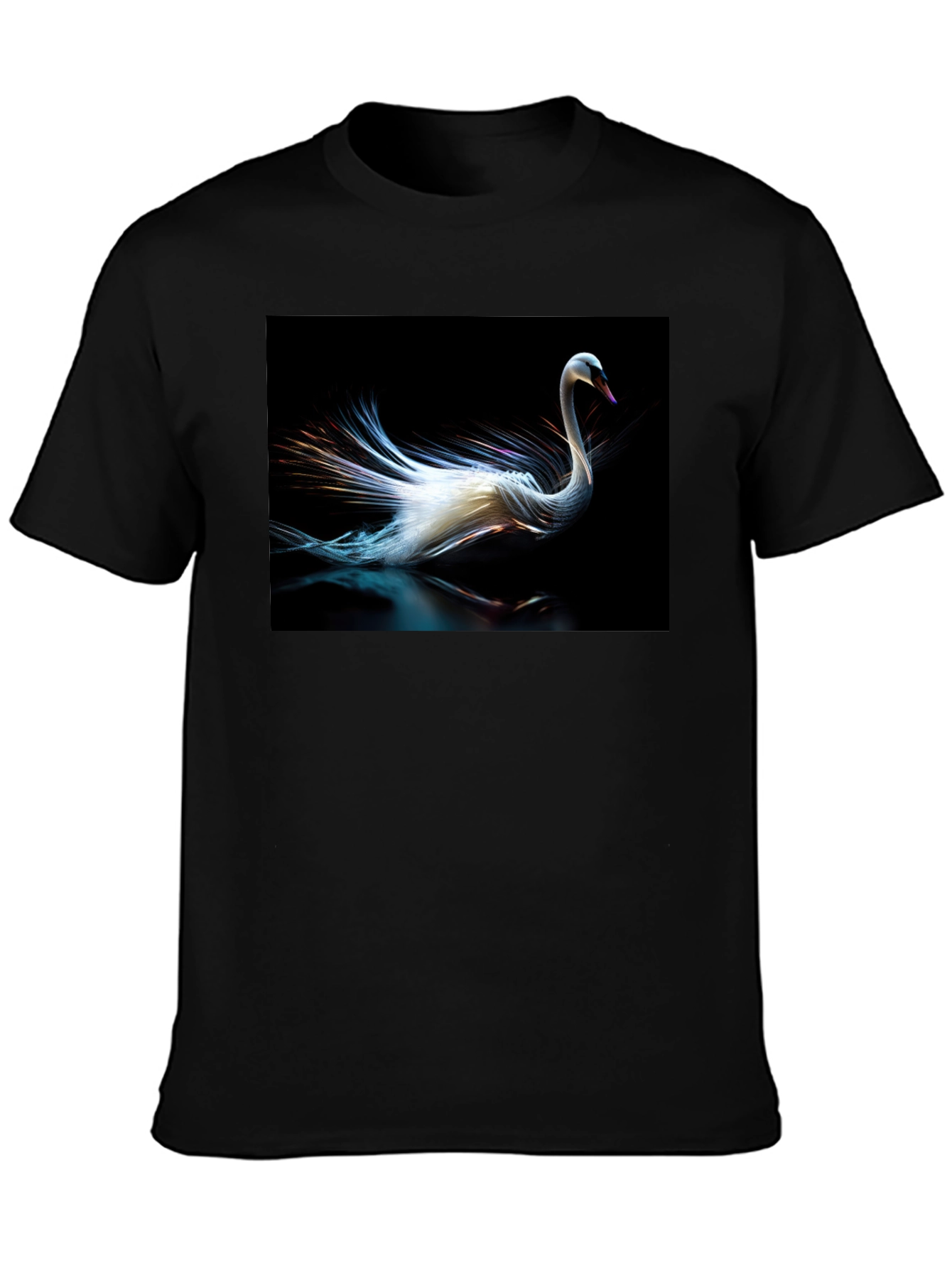 Swan Graphic Tee - Black Cotton Casual Style