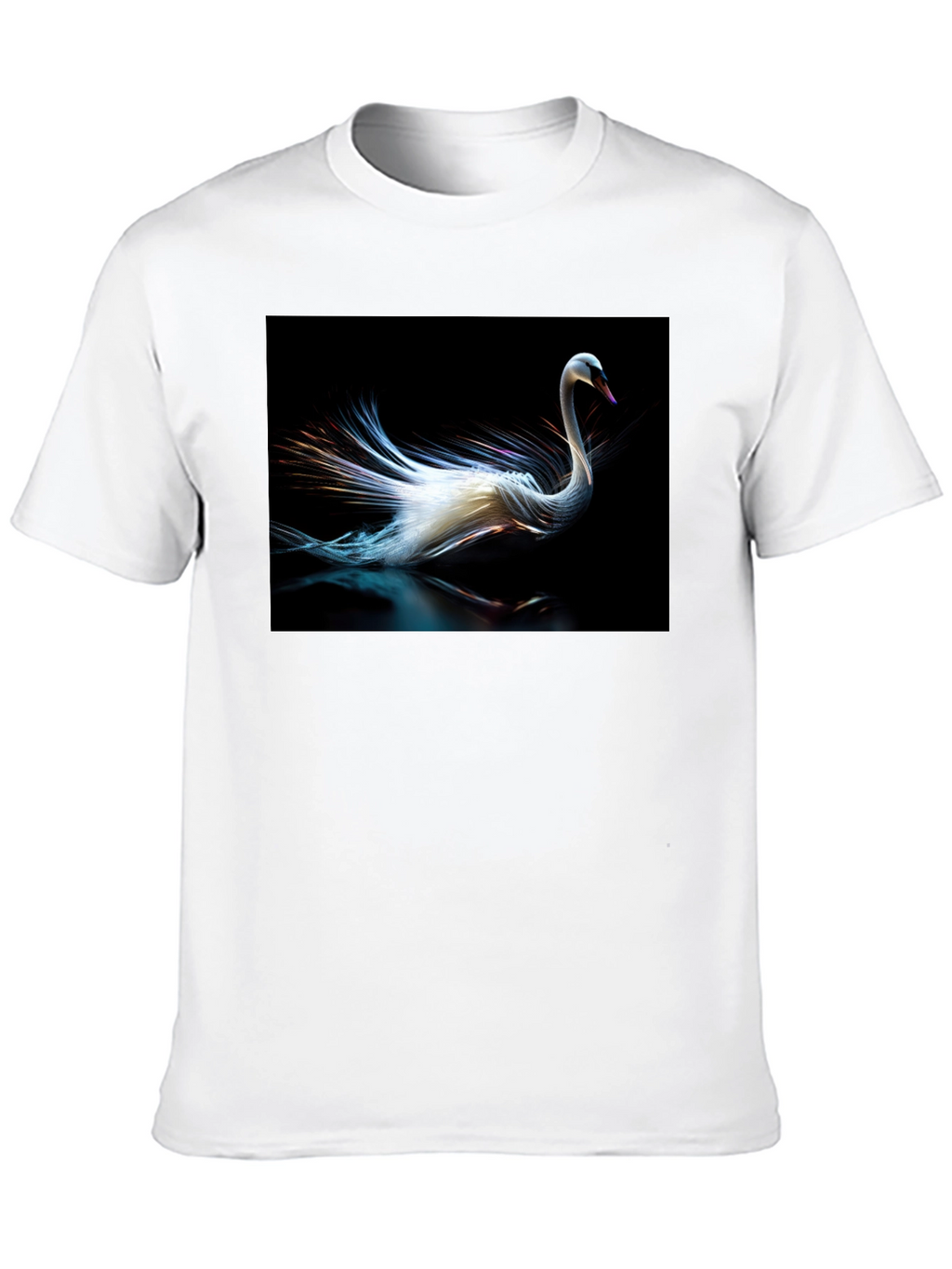 Swan Graphic Tee - Black Cotton Casual Style