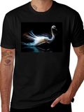 Swan Graphic Tee - Black Cotton Casual Style