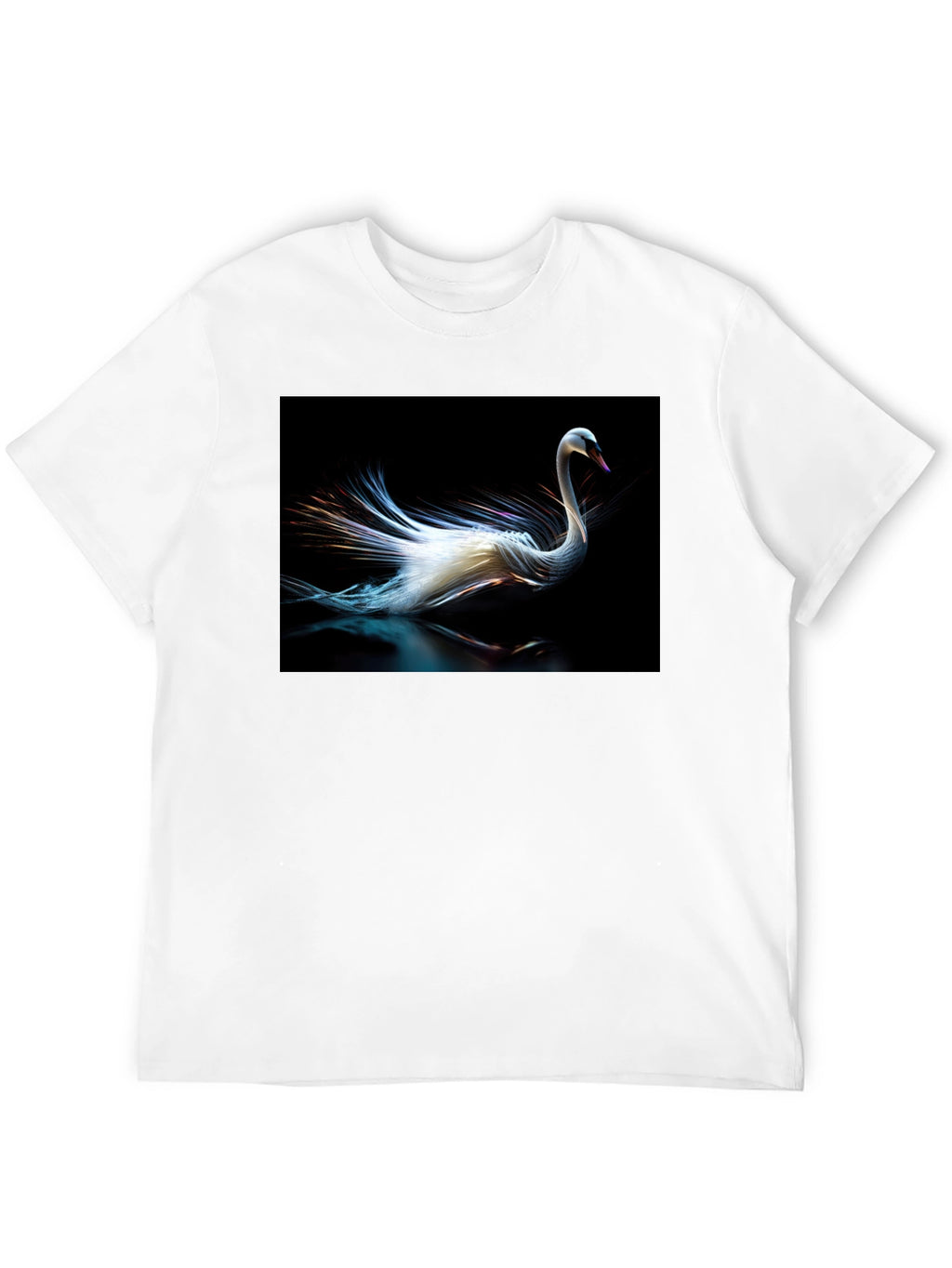 Swan Graphic Tee - Black Cotton Casual Style
