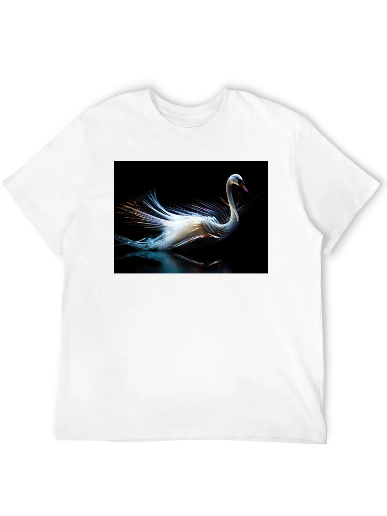 Swan Graphic Tee - Black Cotton Casual Style