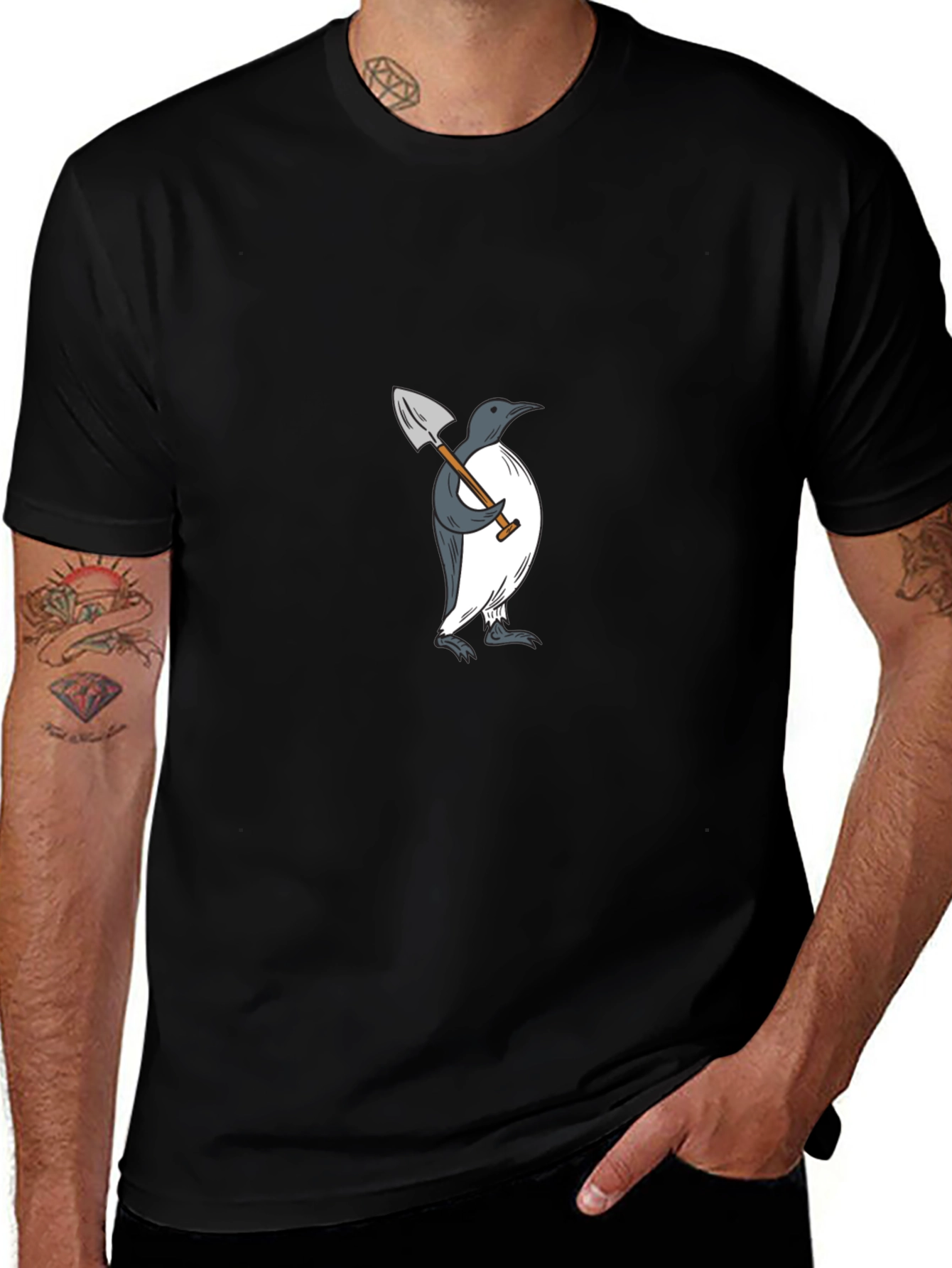 Penguin Shovel Graphic T-Shirt