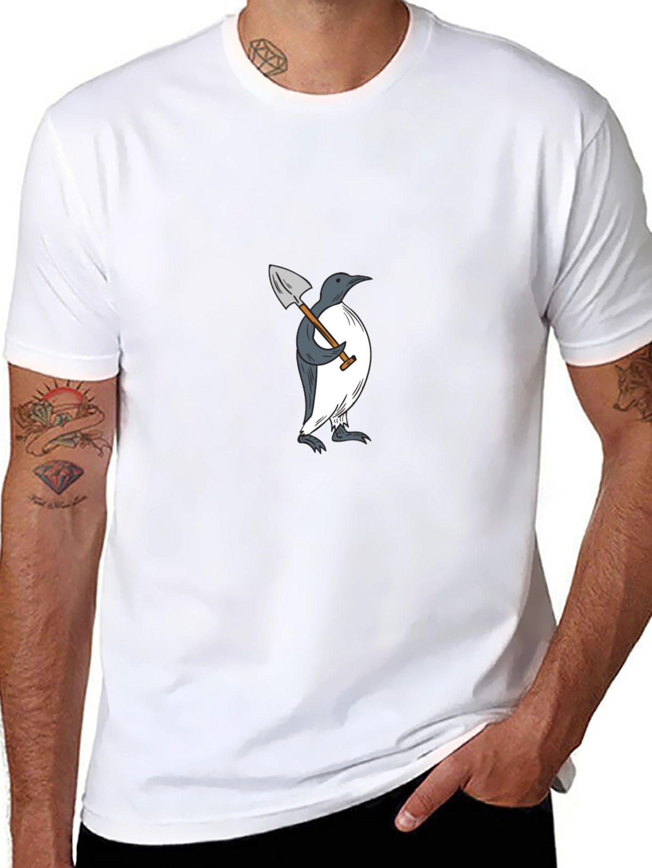 Penguin Shovel Graphic T-Shirt