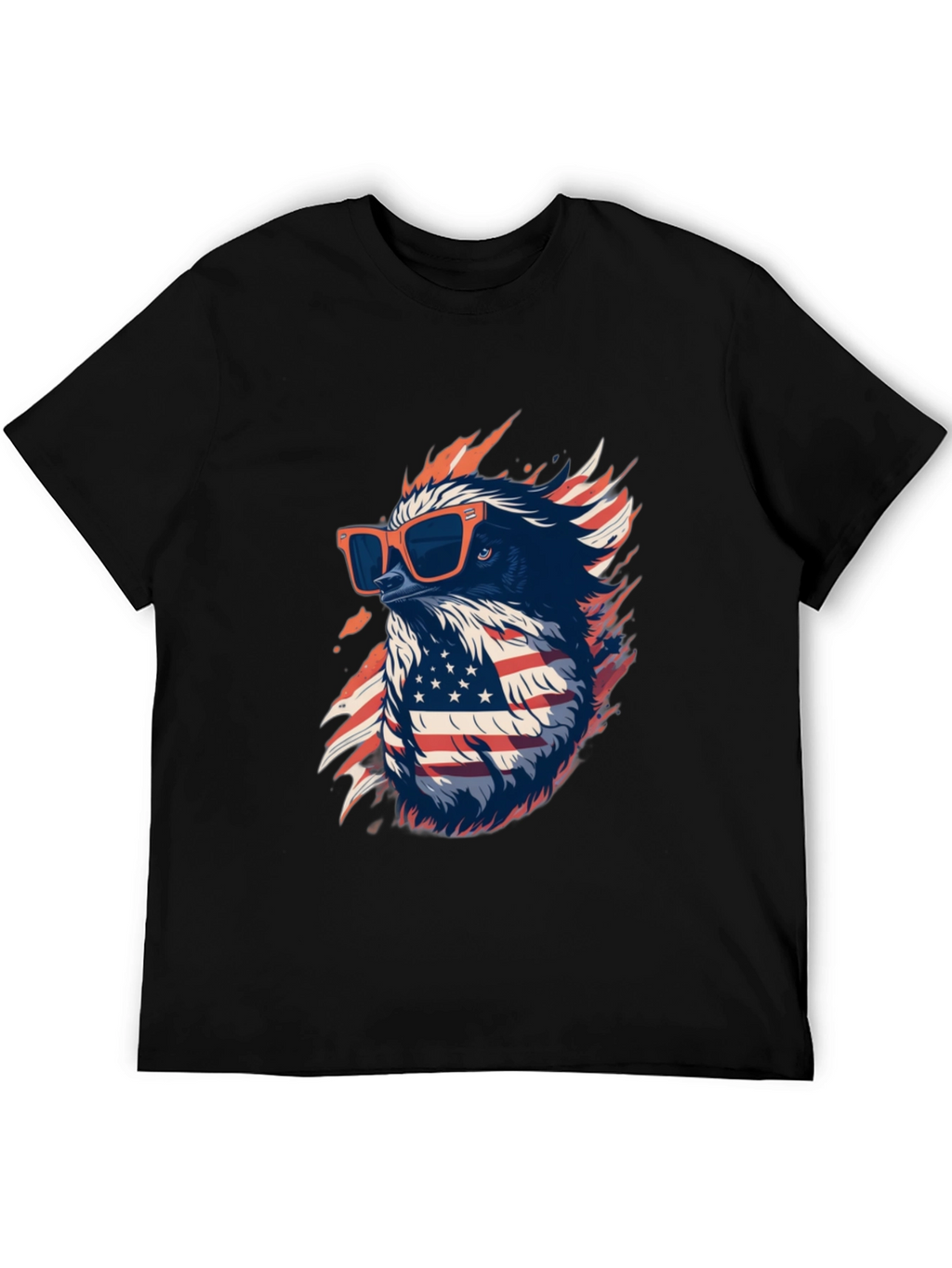 Cool Eagle USA Flag Graphic Black T-Shirt
