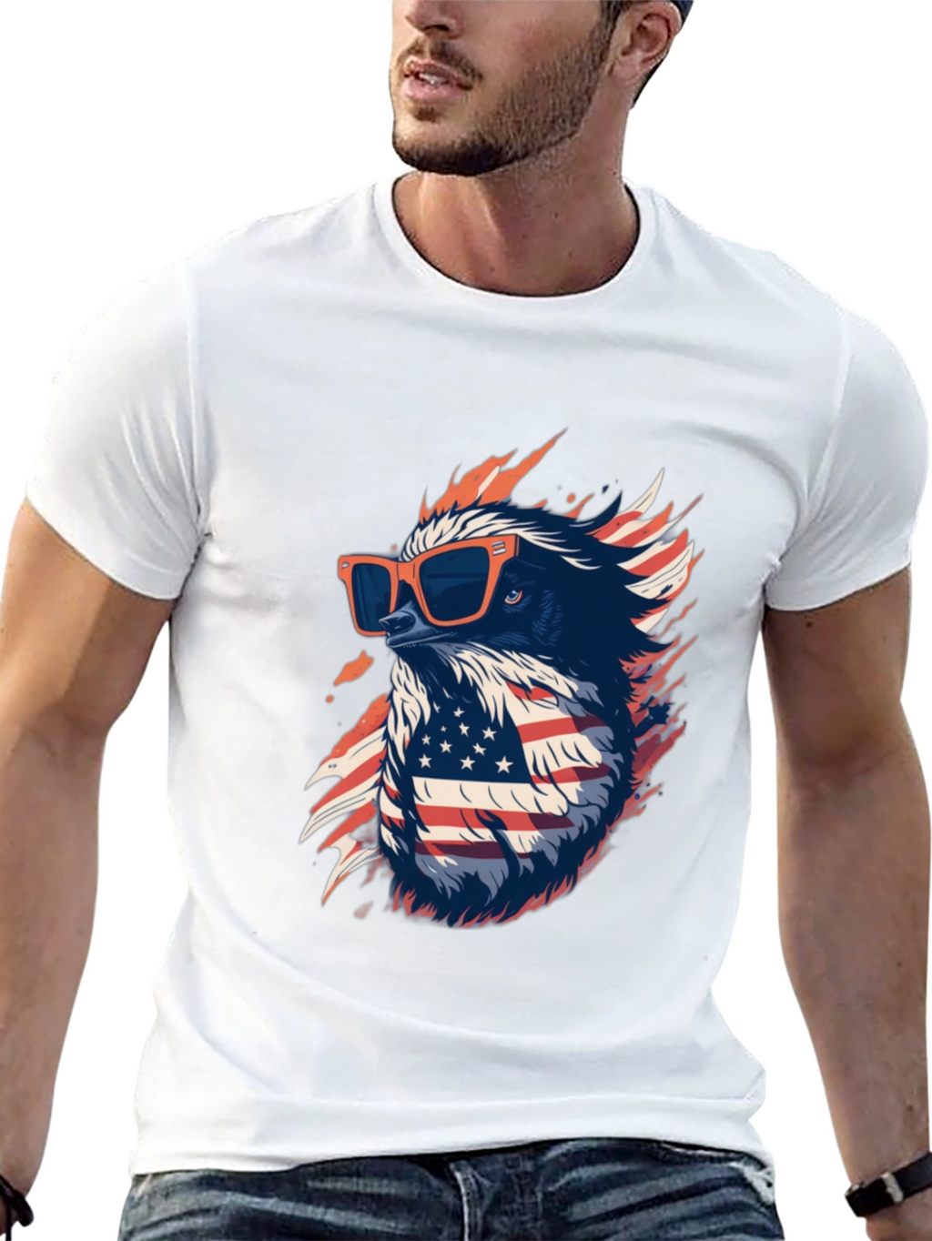 Cool Eagle USA Flag Graphic Black T-Shirt