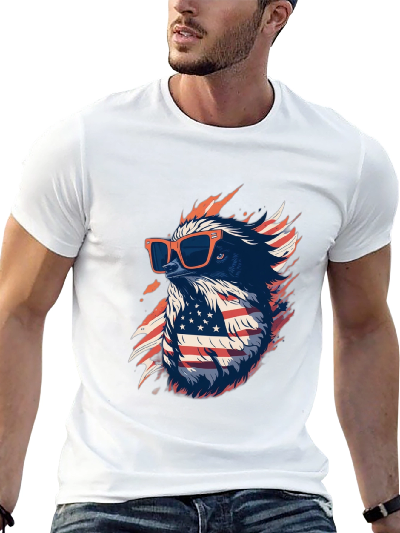 Cool Eagle USA Flag Graphic Black T-Shirt