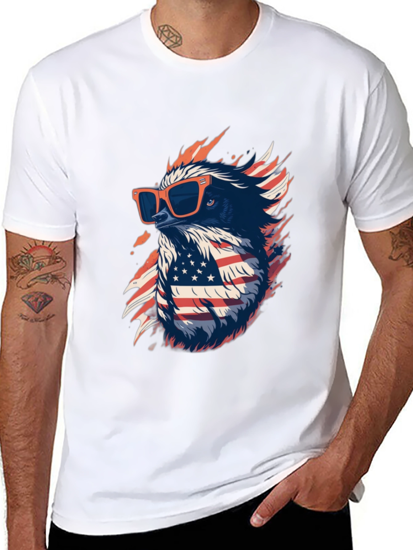 Cool Eagle USA Flag Graphic Black T-Shirt