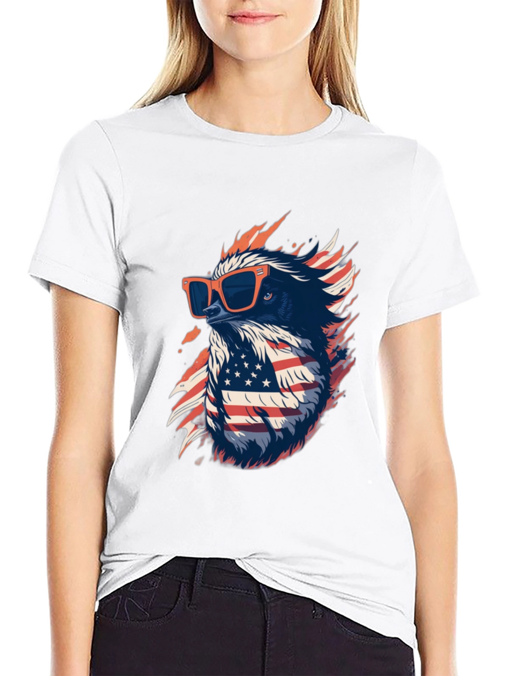 Cool Eagle USA Flag Graphic Black T-Shirt