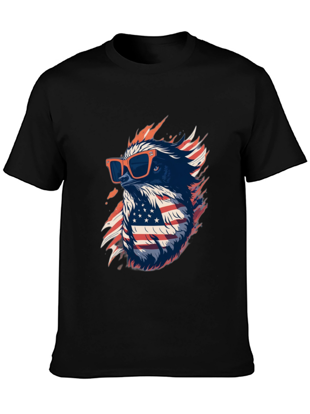 Cool Eagle USA Flag Graphic Black T-Shirt