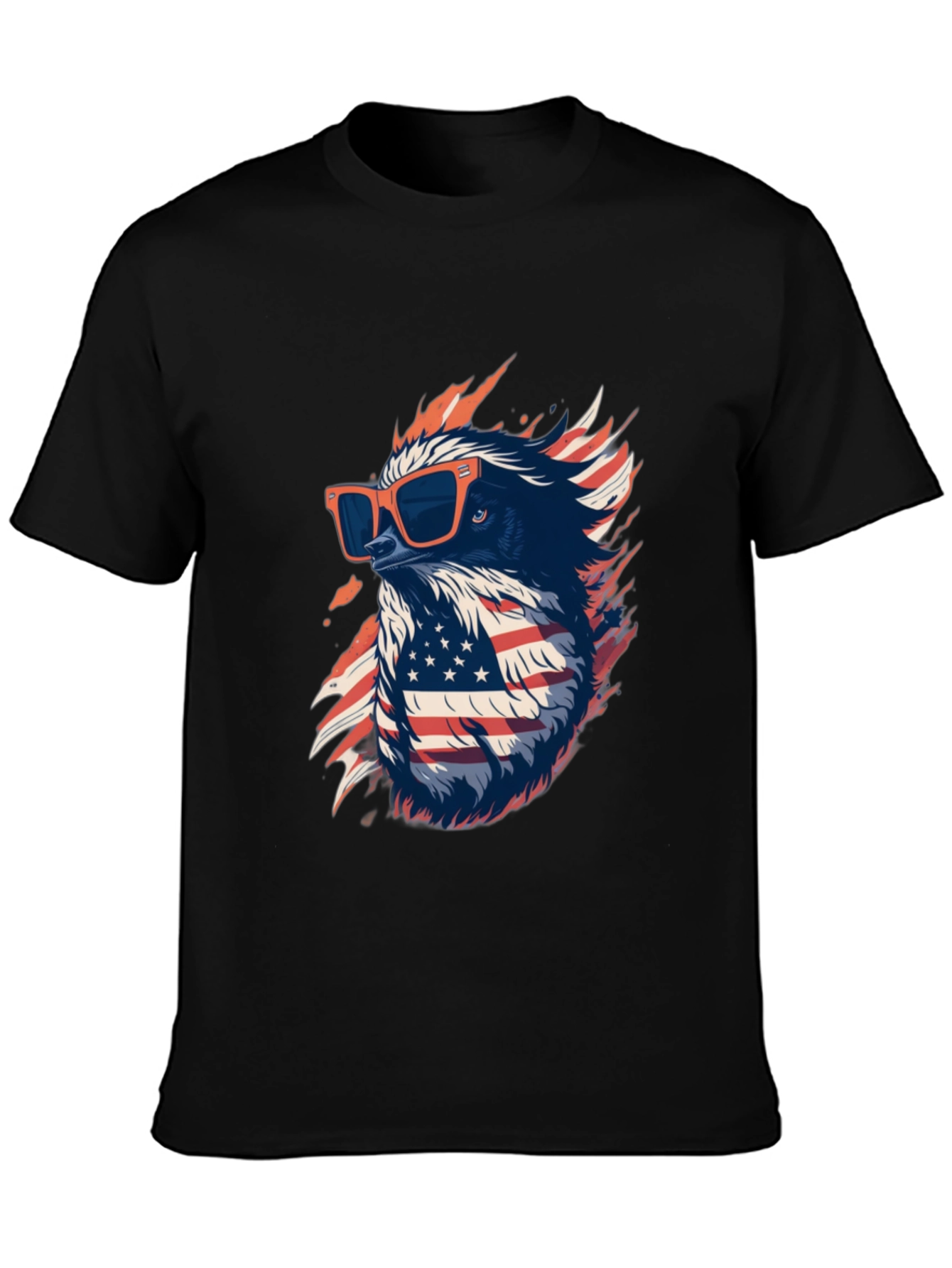 Cool Eagle USA Flag Graphic Black T-Shirt