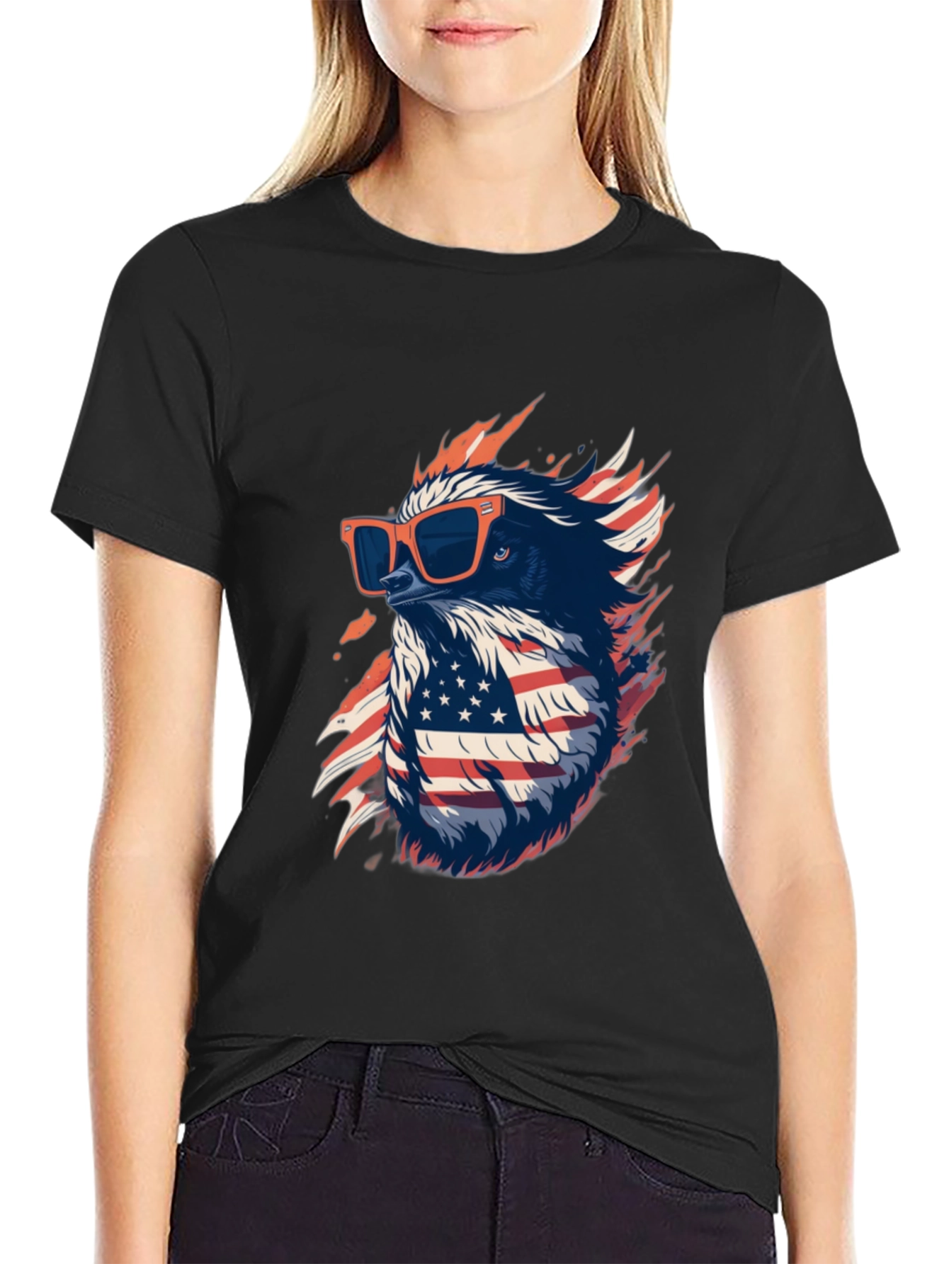 Cool Eagle USA Flag Graphic Black T-Shirt