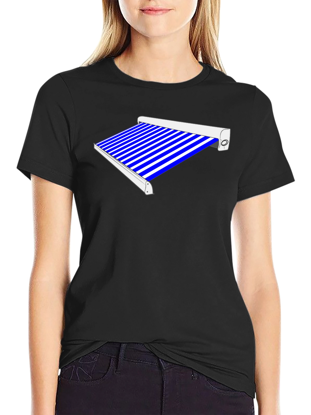 Striped Awning Graphic Tee - Cool Style