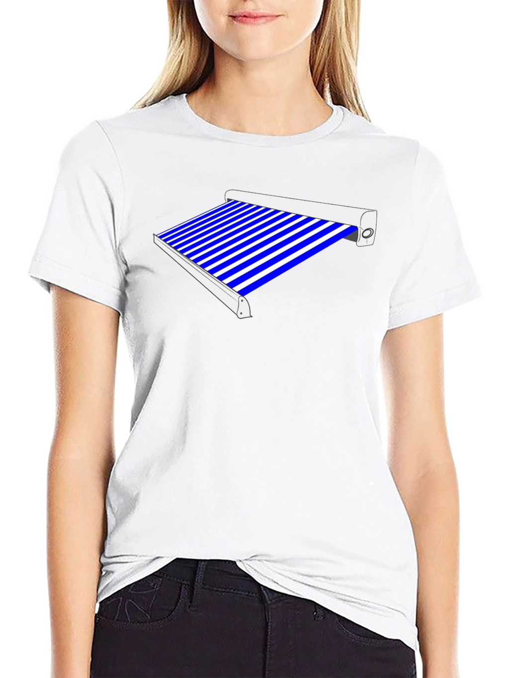 Striped Awning Graphic Tee - Cool Style