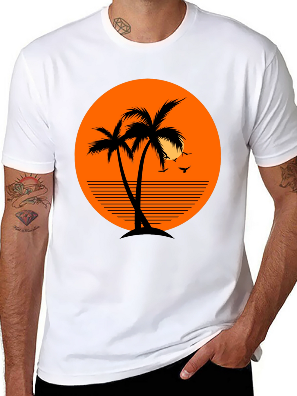 Tropical Palm Tree Sunset Graphic T-Shirt