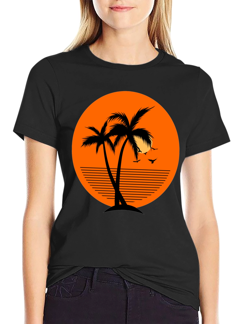 Tropical Palm Tree Sunset Graphic T-Shirt
