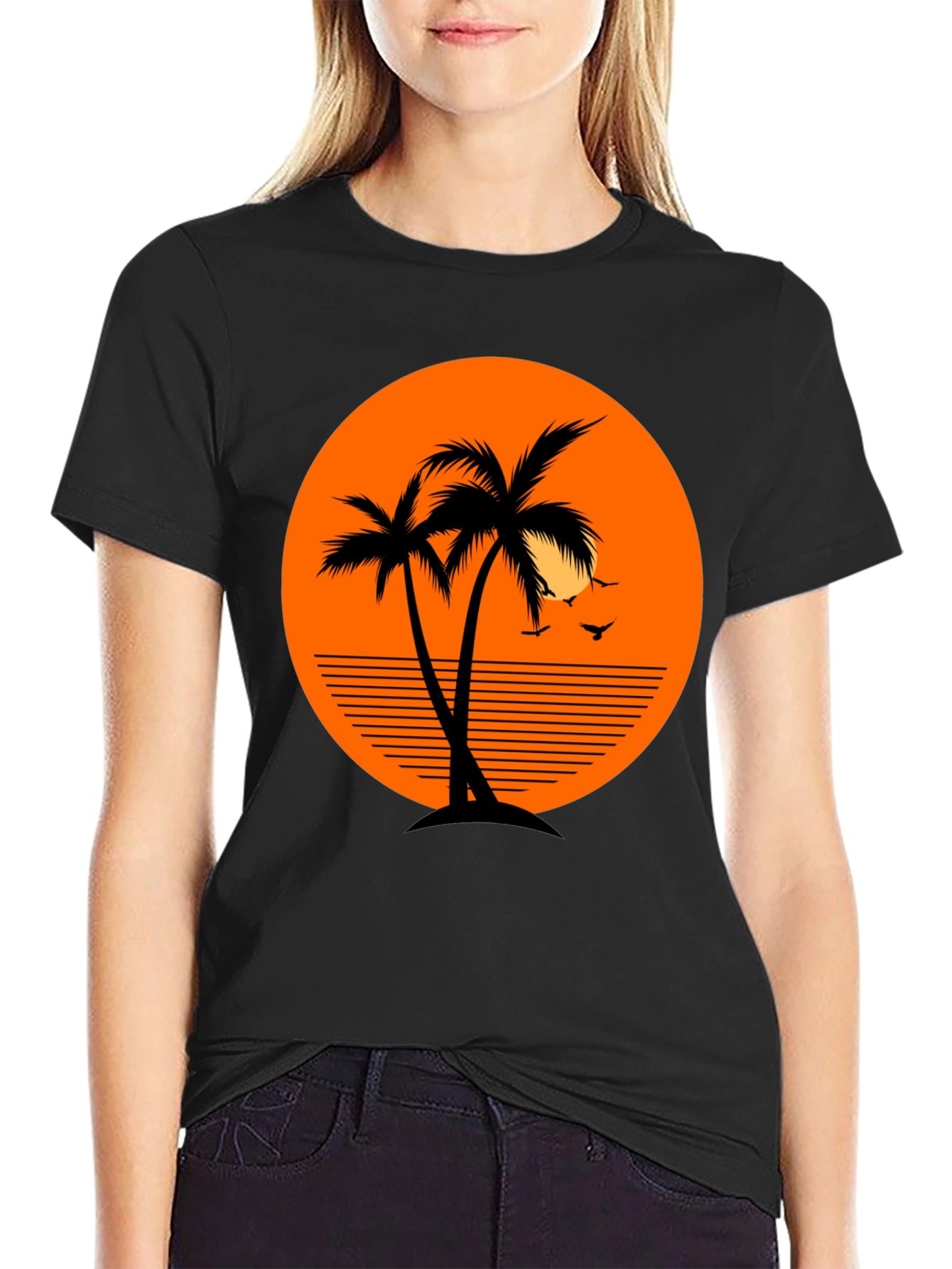 Tropical Palm Tree Sunset Graphic T-Shirt