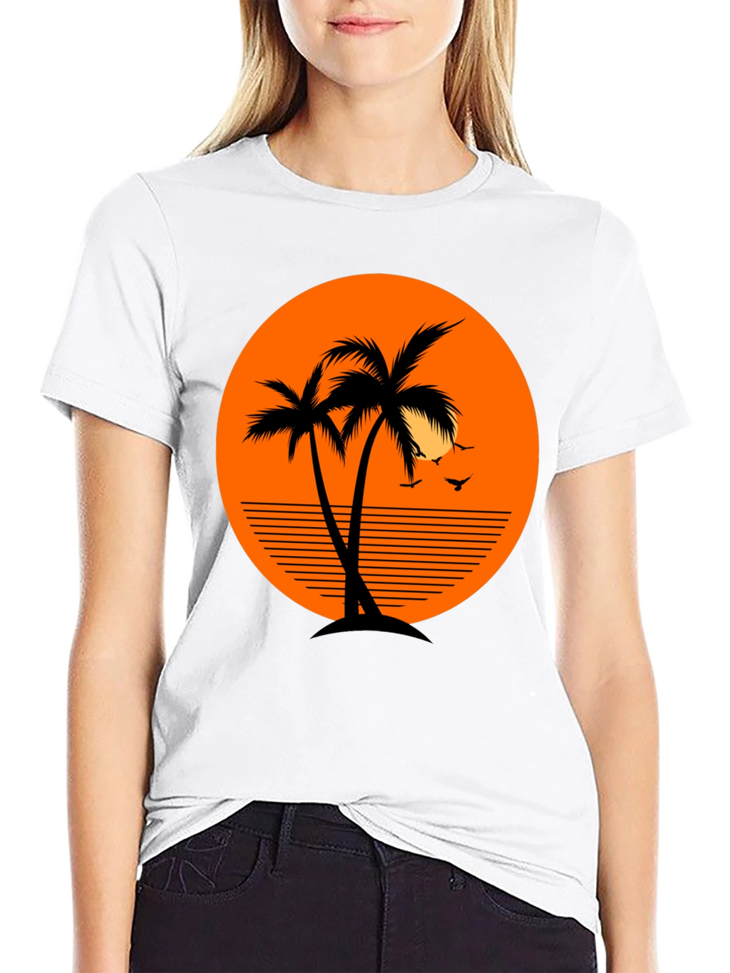 Tropical Palm Tree Sunset Graphic T-Shirt