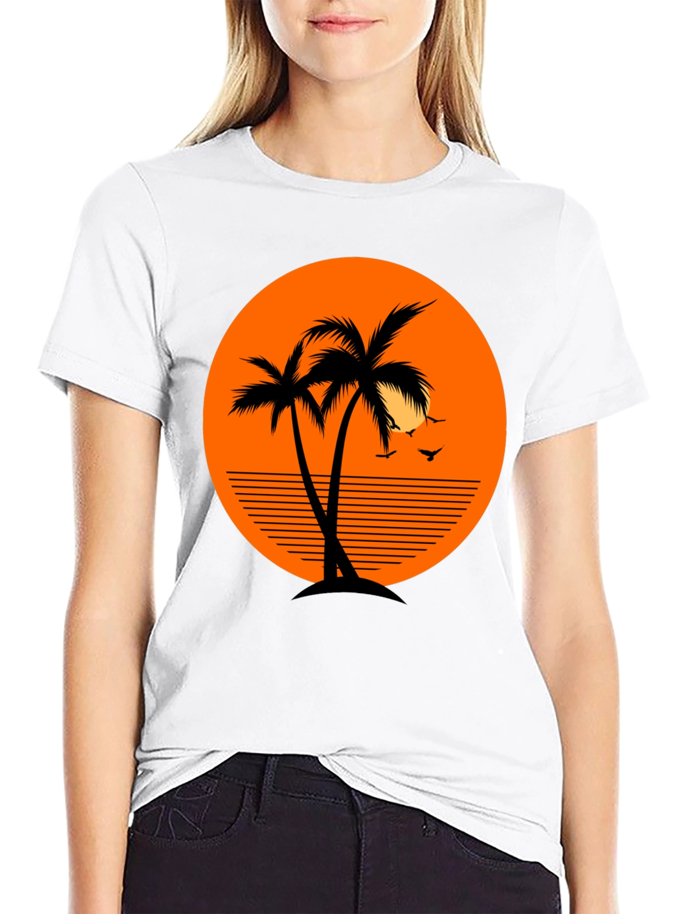 Tropical Palm Tree Sunset Graphic T-Shirt